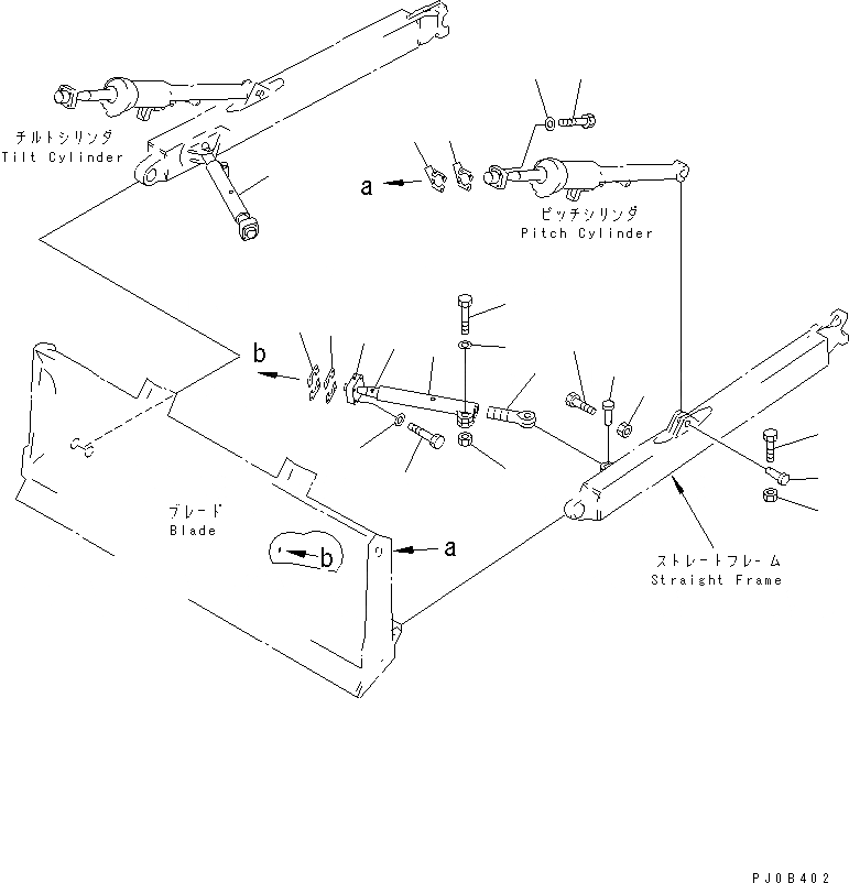 Схема запчастей Komatsu D65PX-12U - РЫЧАГ И БАЛКА (НАКЛОНЯЕМ. ОТВАЛ) РАБОЧЕЕ ОБОРУДОВАНИЕ