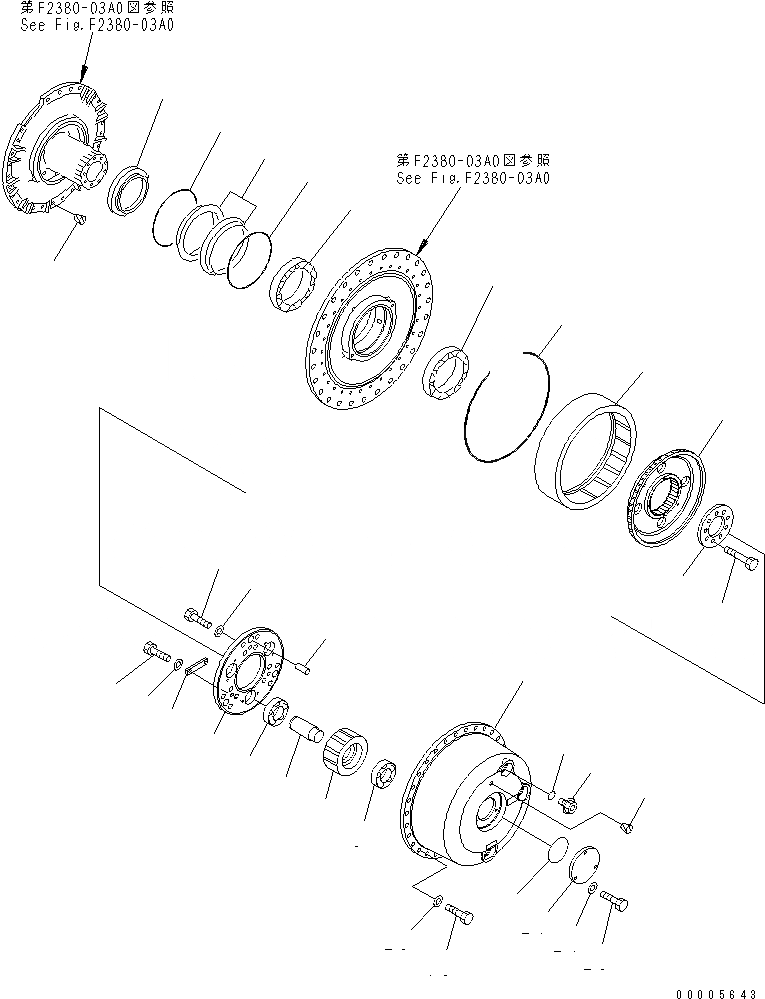 Схема запчастей Komatsu D65PX-15 - КОНЕЧНАЯ ПЕРЕДАЧА (НЕСУЩИЙ ЭЛЕМЕНТ) (ЛЕВ.) СИЛОВАЯ ПЕРЕДАЧА И КОНЕЧНАЯ ПЕРЕДАЧА