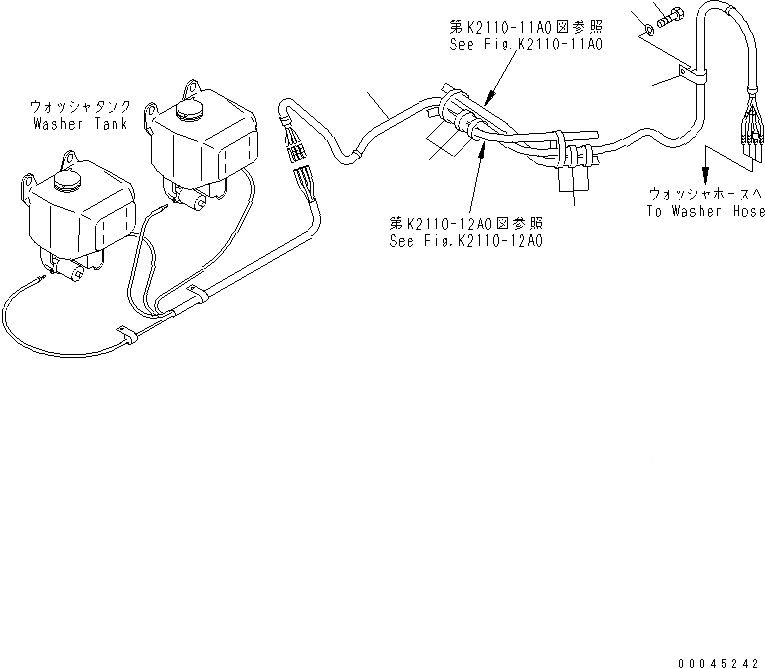 Схема запчастей Komatsu D65PX-15 - ОСНОВН. КОНСТРУКЦИЯ (ОМЫВАТЕЛЬ ШЛАНГИ)(№78-) КАБИНА ОПЕРАТОРА И СИСТЕМА УПРАВЛЕНИЯ