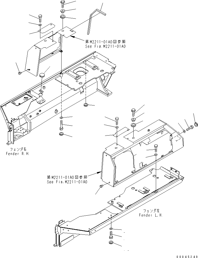 Схема запчастей Komatsu D65PX-15 - КРЫШКА КРЫЛА (ФИЛЬТР. КРЫШКАКРЕПЛЕНИЕ) ЧАСТИ КОРПУСА