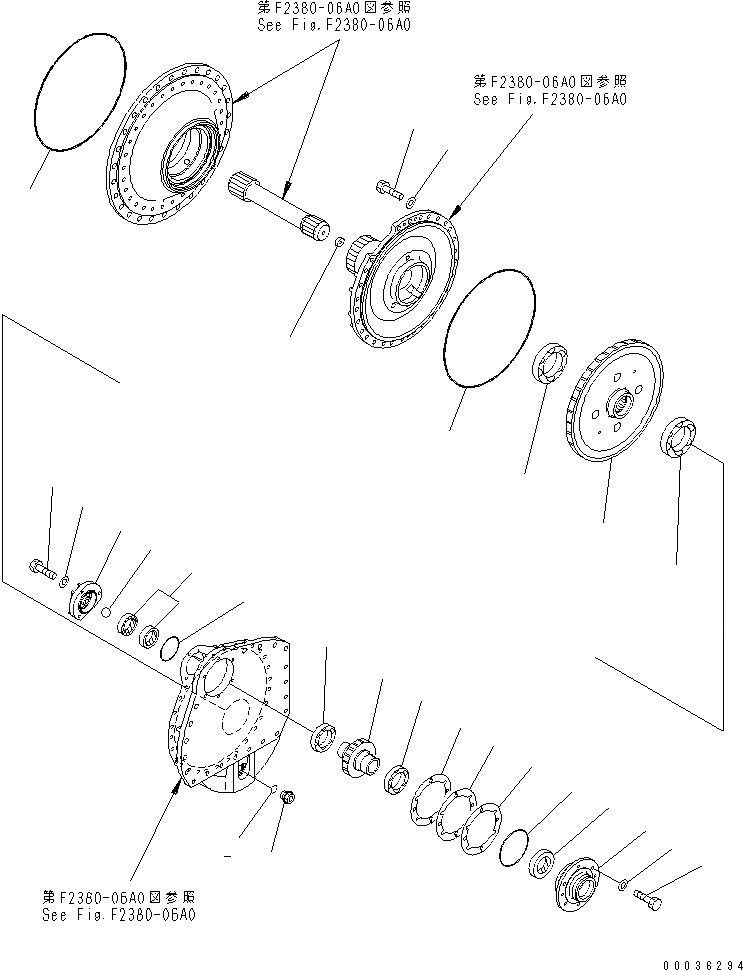 Схема запчастей Komatsu D65PX-15E0 - КОНЕЧНАЯ ПЕРЕДАЧА (ПОДШИПНИК) (ПРАВ.) СИЛОВАЯ ПЕРЕДАЧА И КОНЕЧНАЯ ПЕРЕДАЧА