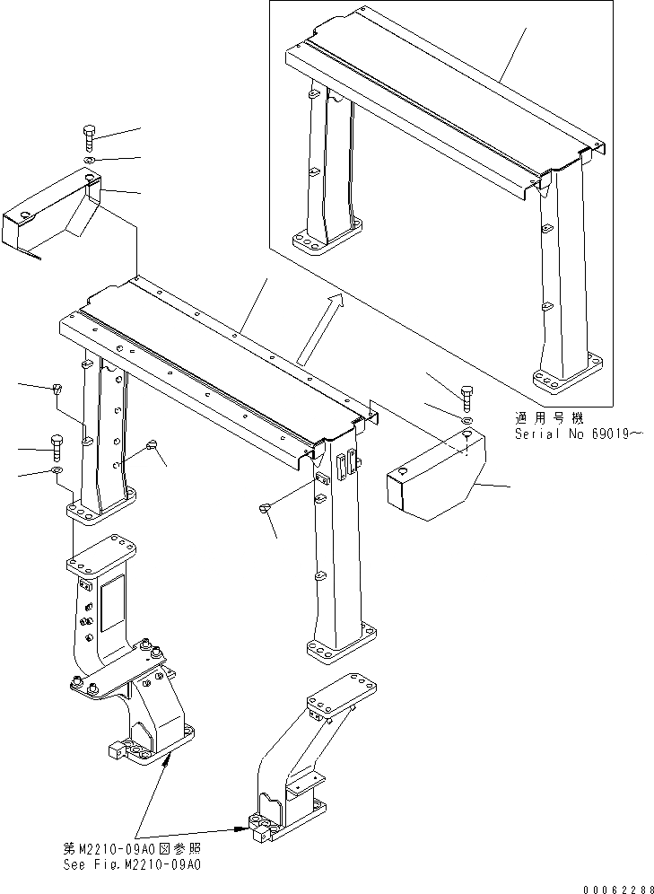 Схема запчастей Komatsu D65PX-15E0 - ROPS ЧАСТИ КОРПУСА (ДЛЯ КАБИНЫ) (ДЛЯ КРОМЕ ЯПОН.) КАБИНА ОПЕРАТОРА И СИСТЕМА УПРАВЛЕНИЯ