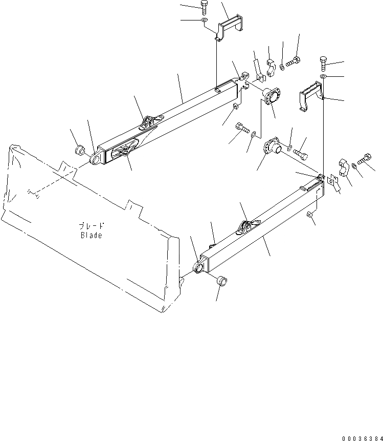 Схема запчастей Komatsu D65PX-15E0 - ПРЯМ. РАМА (ДЛЯ ОТВАЛ С ПЕРЕКОСОМ) РАБОЧЕЕ ОБОРУДОВАНИЕ