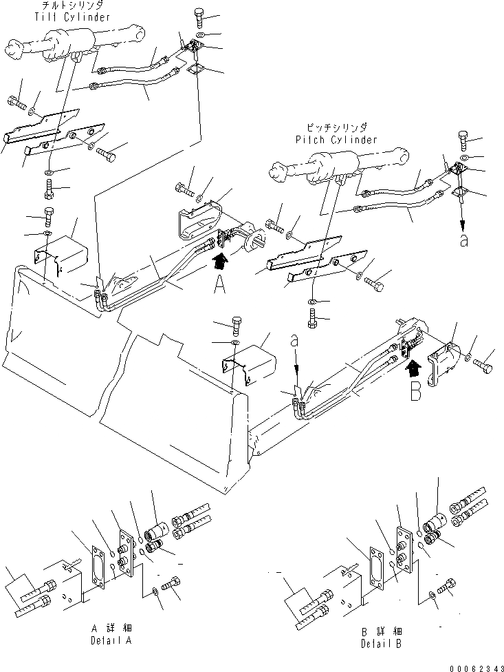 Схема запчастей Komatsu D65PX-15E0 - ОТВАЛ С ПЕРЕКОСОМ ЛИНИЯ РАБОЧЕЕ ОБОРУДОВАНИЕ