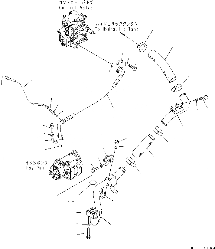 Схема запчастей Komatsu D65WX-15 - ГИДР. НАСОС. ЛИНИЯ (ВСАСЫВ. И ПОДАЮЩ.) ГИДРАВЛИКА