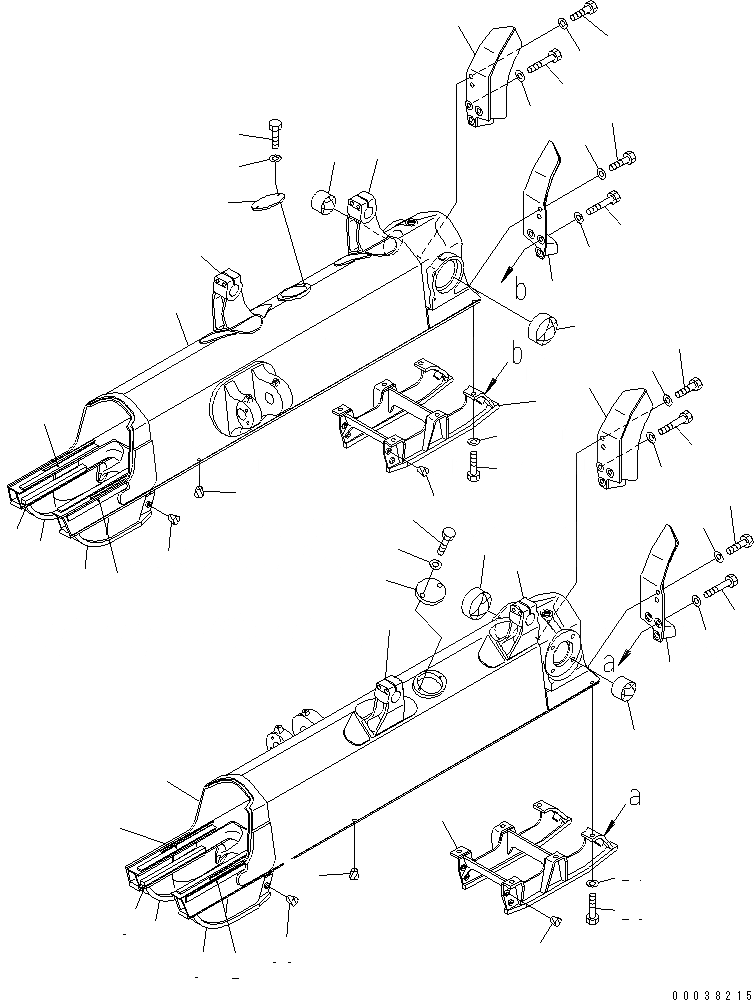 Схема запчастей Komatsu D65WX-15E0 - ГУСЕНИЧНАЯ РАМА (ДЛЯ WAY PAT DOZER) ХОДОВАЯ