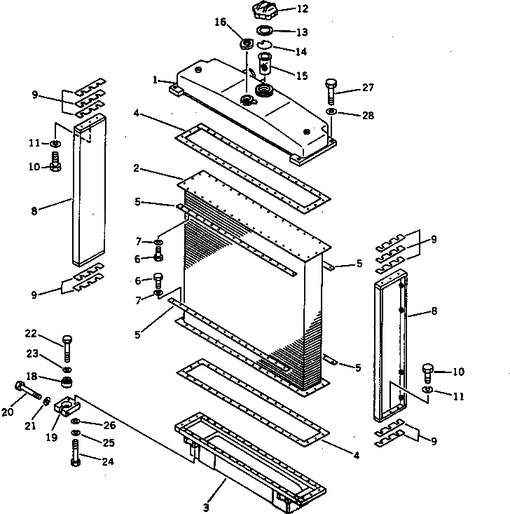 Схема запчастей Komatsu D70-LE - РАДИАТОР КОМПОНЕНТЫ ДВИГАТЕЛЯ И ЭЛЕКТРИКА