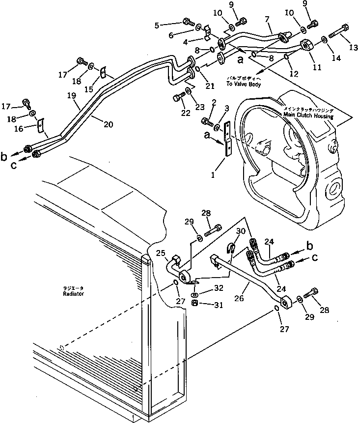 Схема запчастей Komatsu D70-LE - ОСНОВН. МУФТА ЛИНИИ МАСЛООХЛАДИТЕЛЯ (/) СИСТЕМА УПРАВЛЕНИЯ
