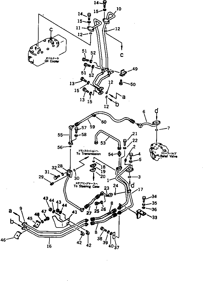 Схема запчастей Komatsu D70-LE - РУЛЕВ. УПРАВЛЕНИЕ ЛИНИИ МАСЛООХЛАДИТЕЛЯ СИСТЕМА УПРАВЛЕНИЯ