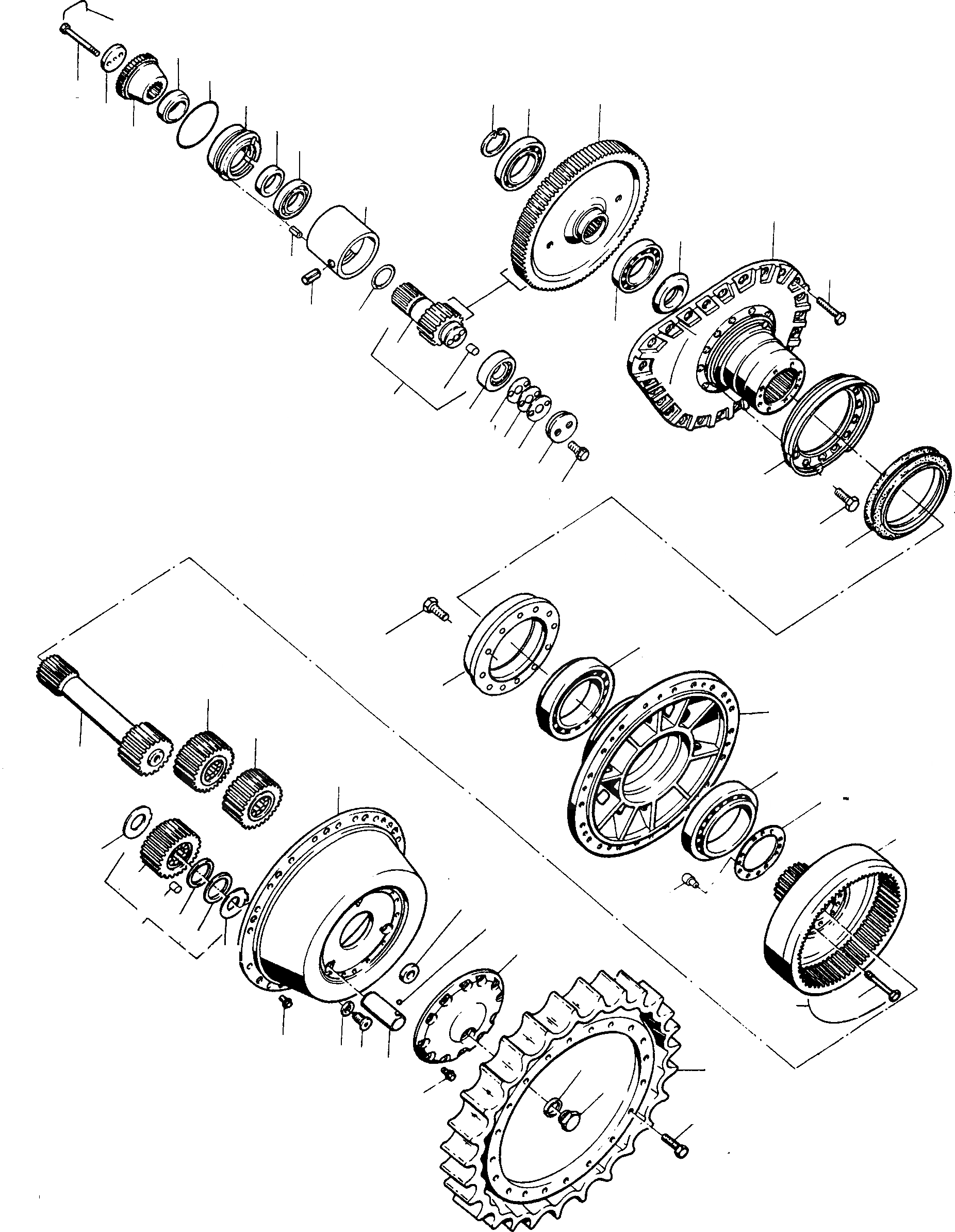 Схема запчастей Komatsu D700D Super - КОНЕЧНАЯ ПЕРЕДАЧА ТРАНСМИССИЯ И ЗАДН. МОСТ
