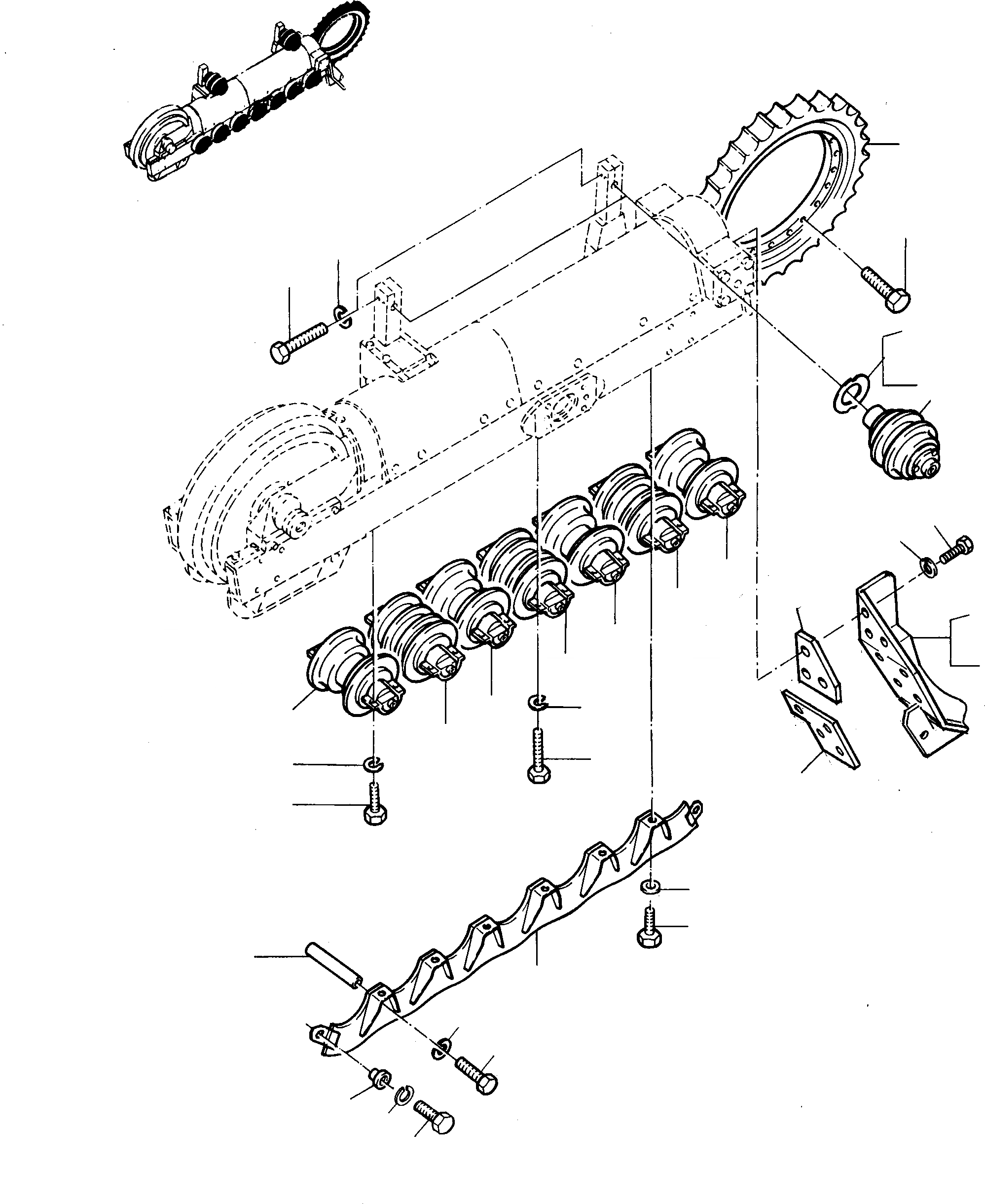 Схема запчастей Komatsu D700D Super - НИЖН.CARRIAGE И ЗАЩИТА КАТКОВ ТРАНСМИССИЯ И ЗАДН. МОСТ