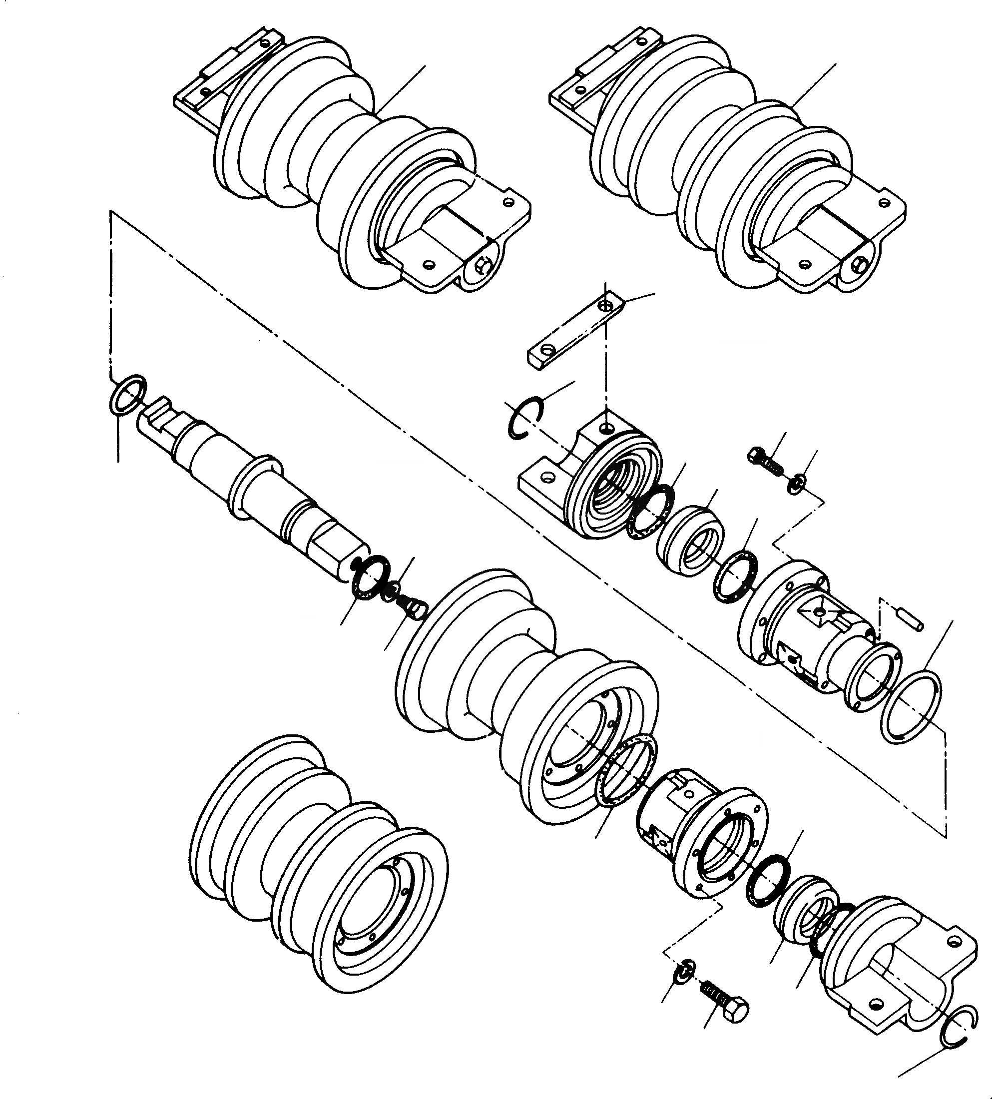 Схема запчастей Komatsu D700D Super - ОПОРНЫЙ КАТОК ТРАНСМИССИЯ И ЗАДН. МОСТ