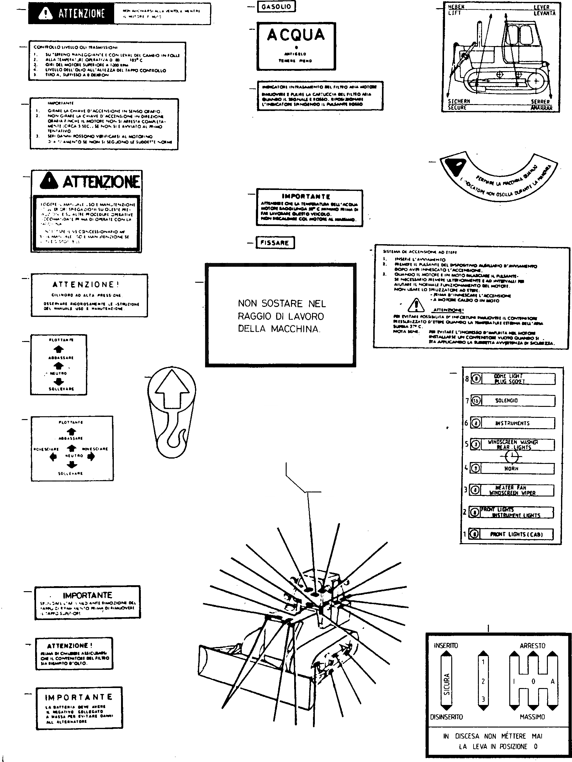 Схема запчастей Komatsu D700D Super - ТАБЛИЧКИS, ИТАЛИЯ ШАССИ И SUPERSTRUCTURE