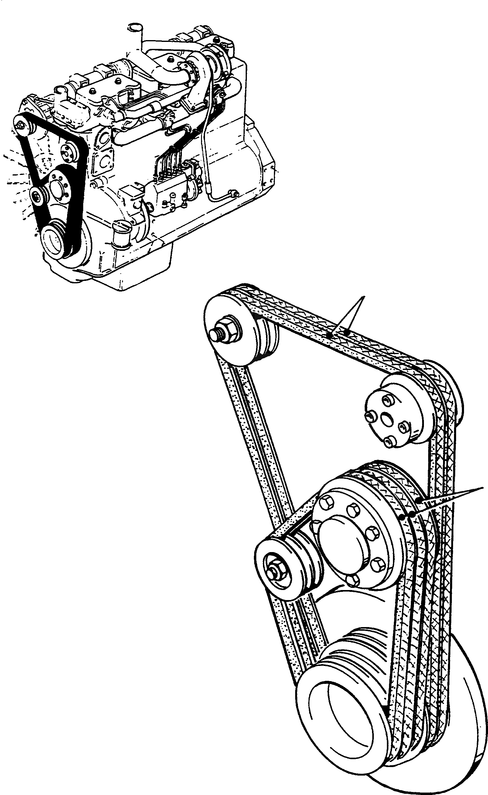 Схема запчастей Komatsu D700D Super - V-РЕМЕНЬ ARRANGEMENT ДВИГАТЕЛЬ, АКСЕССУАРЫ И ЭЛЕКТРИЧ. СИСТЕМА