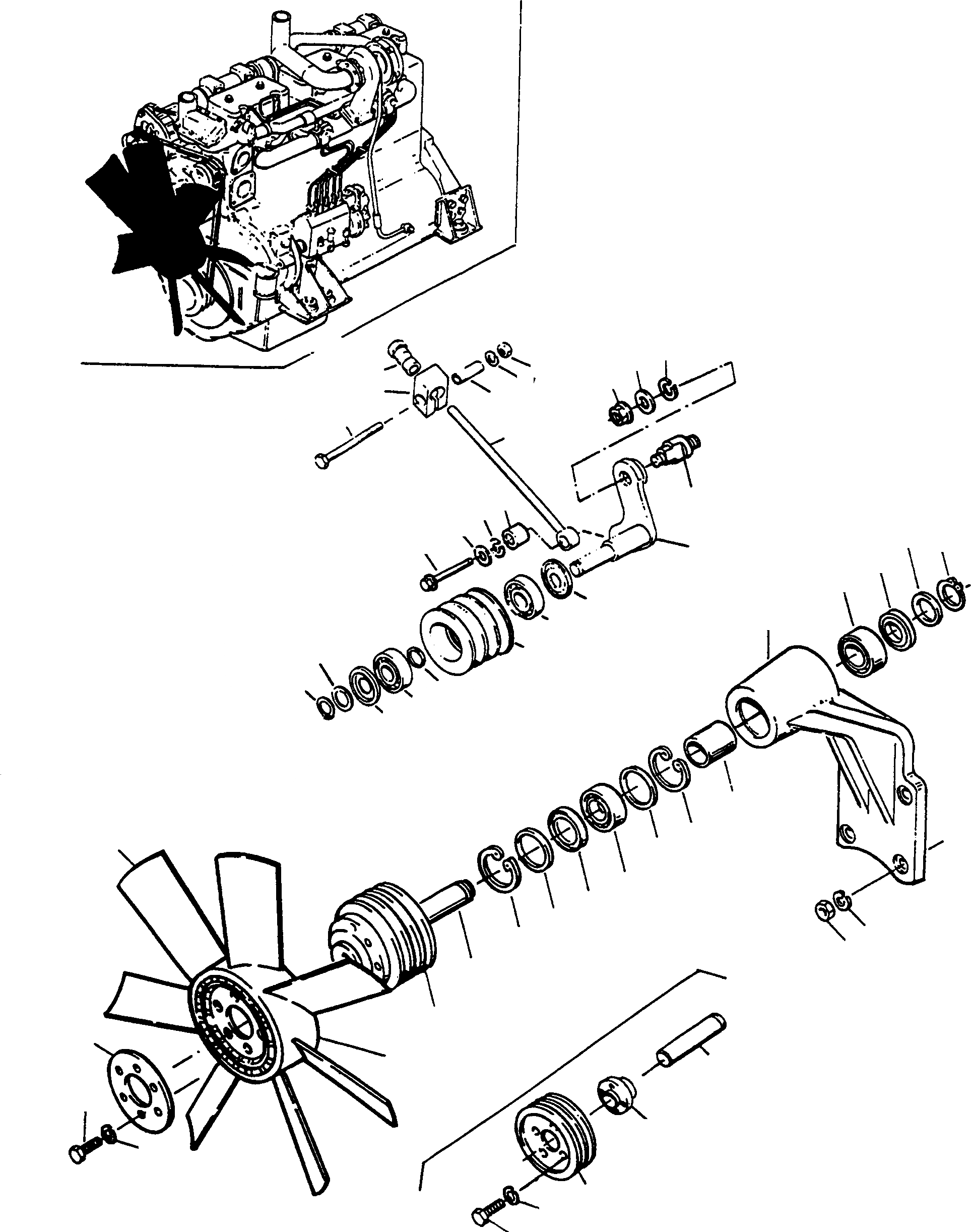 Схема запчастей Komatsu D700D Super - ВЕНТИЛЯТОР, НАТЯЖИТЕЛЬ РЕМНЯ ДВИГАТЕЛЬ, АКСЕССУАРЫ И ЭЛЕКТРИЧ. СИСТЕМА