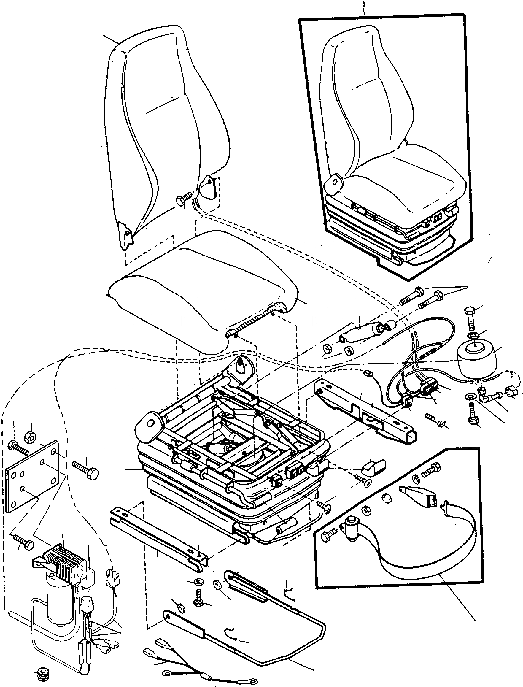 Схема запчастей Komatsu D700D Super - ПРИВОДRS СИДЕНЬЕ, С ВОЗД. ПОДВЕСКА ПРИВОДRS СИДЕНЬЕ, ATTACHING ЧАСТИ