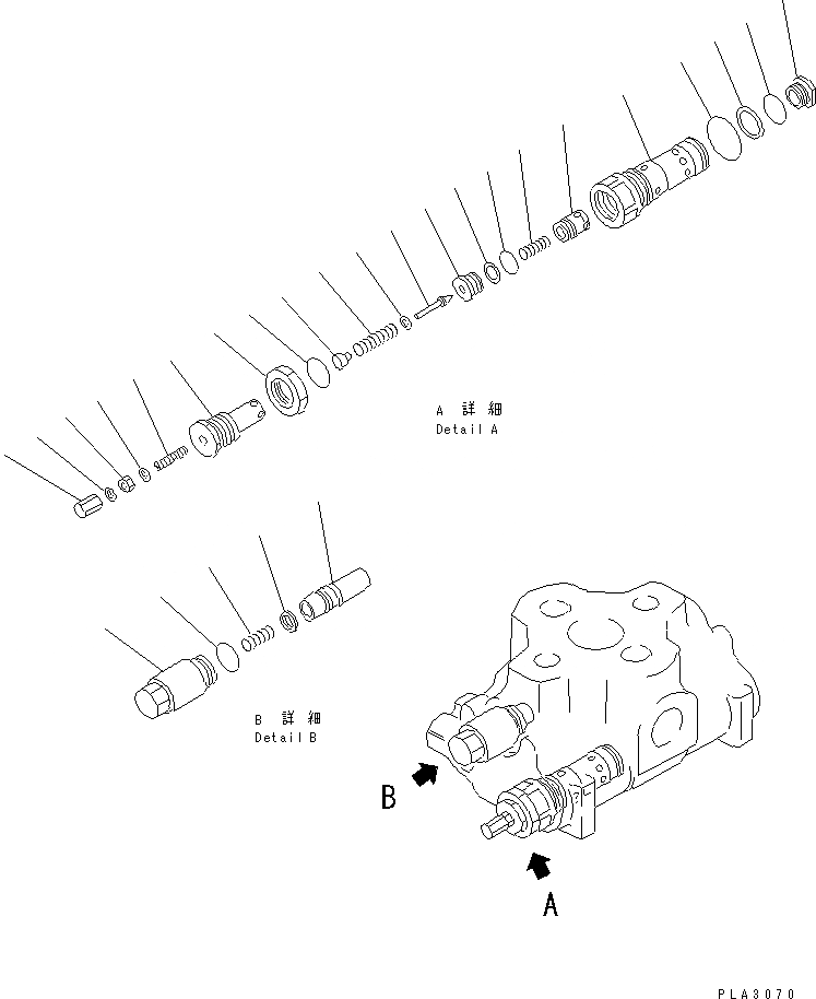 Схема запчастей Komatsu D70LE-12 - УПРАВЛЯЮЩ. КЛАПАН (-СЕКЦ.) (/) ГИДРАВЛИКА