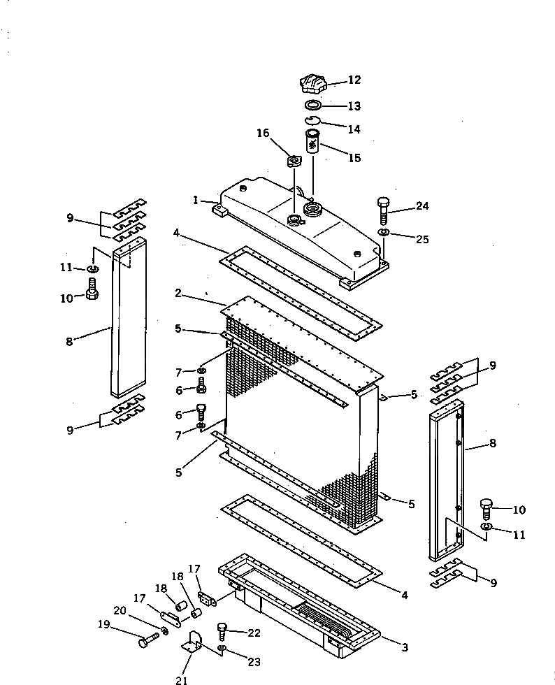Схема запчастей Komatsu D75A-1 - РАДИАТОР (ДЛЯ TREE PUSHER) КОМПОНЕНТЫ ДВИГАТЕЛЯ И ЭЛЕКТРИКА