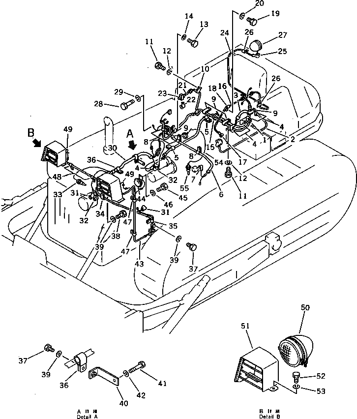 Схема запчастей Komatsu D75A-1 - ЭЛЕКТРИКА КОМПОНЕНТЫ ДВИГАТЕЛЯ И ЭЛЕКТРИКА