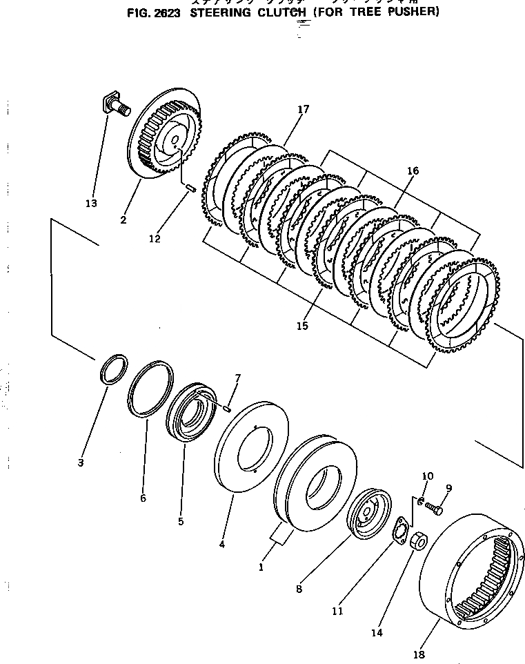 Схема запчастей Komatsu D75A-1 - БОРТОВ. ФРИКЦИОН (ДЛЯ TREE PUSHER) ГИДРОТРАНСФОРМАТОР И TRNSMISSION