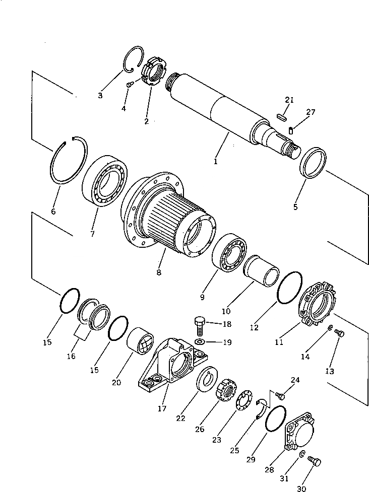Схема запчастей Komatsu D75A-1 - КОНЕЧНАЯ ПЕРЕДАЧА ВАЛ И ВТУЛКА ГИДРОТРАНСФОРМАТОР И TRNSMISSION