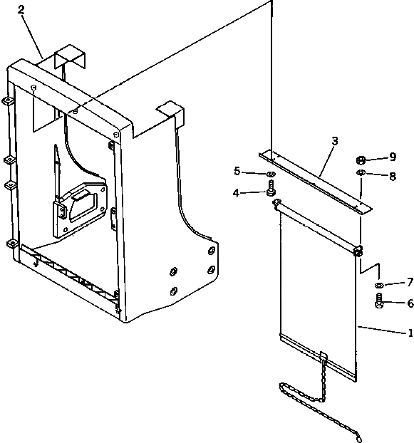 Схема запчастей Komatsu D75A-1 - ЗАСЛОНКА РАДИАТОРА (ЭКРАН ТИП) ЧАСТИ КОРПУСА