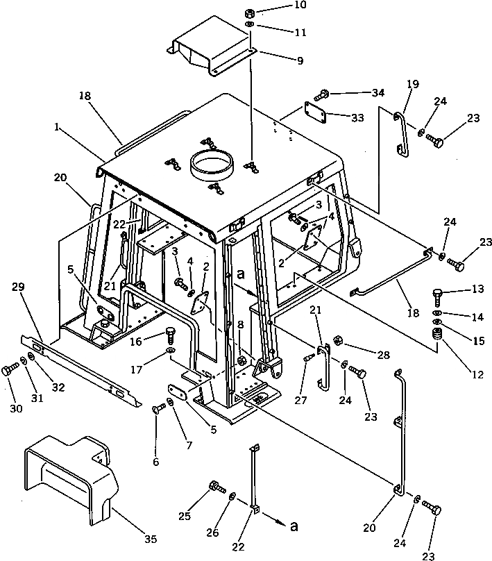 Схема запчастей Komatsu D75A-1 - КАБИНА ROPS (КРЕПЛЕНИЕ ЧАСТИ /) (/7) ЧАСТИ КОРПУСА