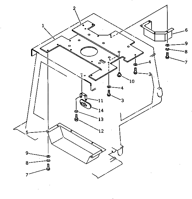 Схема запчастей Komatsu D75A-1 - КАБИНА ROPS (КРЫША LINING) (/7) ЧАСТИ КОРПУСА