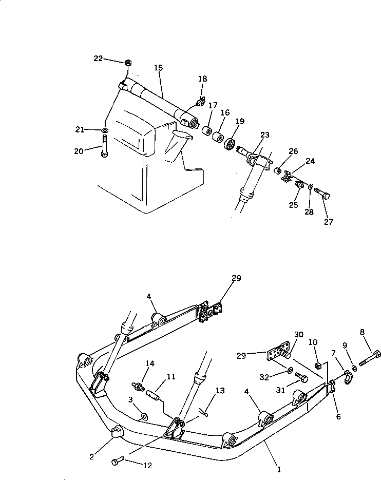 Схема запчастей Komatsu D75A-1 - С-ОБРАЗН. РАМА РАБОЧЕЕ ОБОРУДОВАНИЕ