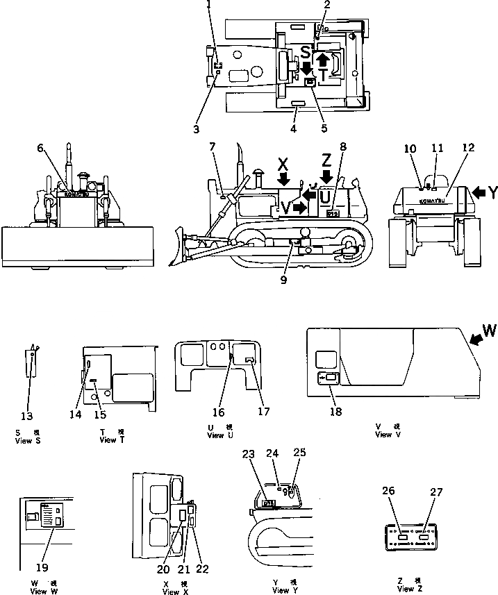 Схема запчастей Komatsu D75A-1 - МАРКИРОВКА (АНГЛ.) МАРКИРОВКА¤ ИНСТРУМЕНТ И РЕМКОМПЛЕКТЫ