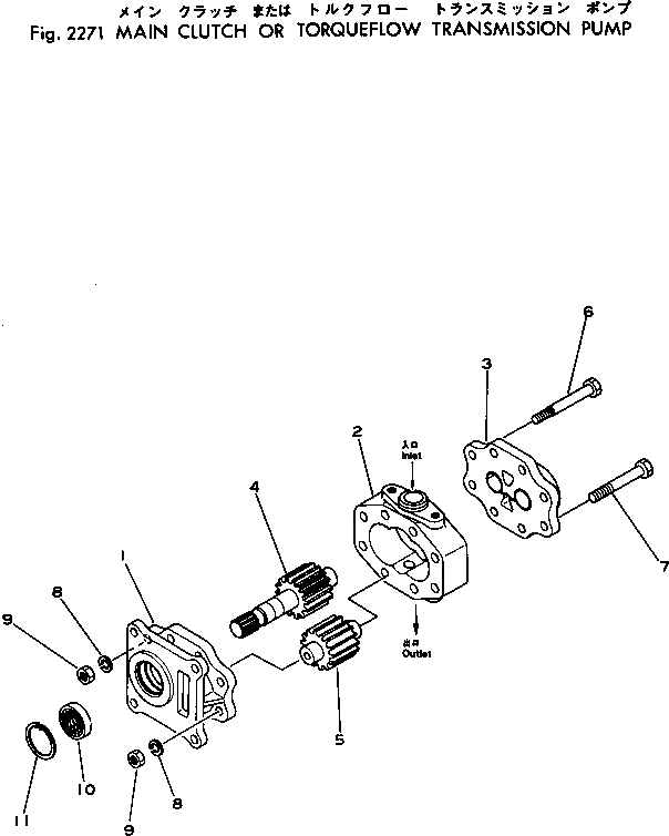 Схема запчастей Komatsu D80P-18 - ОСНОВН. МУФТА НАСОС ОСНОВН. МУФТА¤ ГИДРОТРАНСФОРМАТОР И ТРАНСМИССИЯ