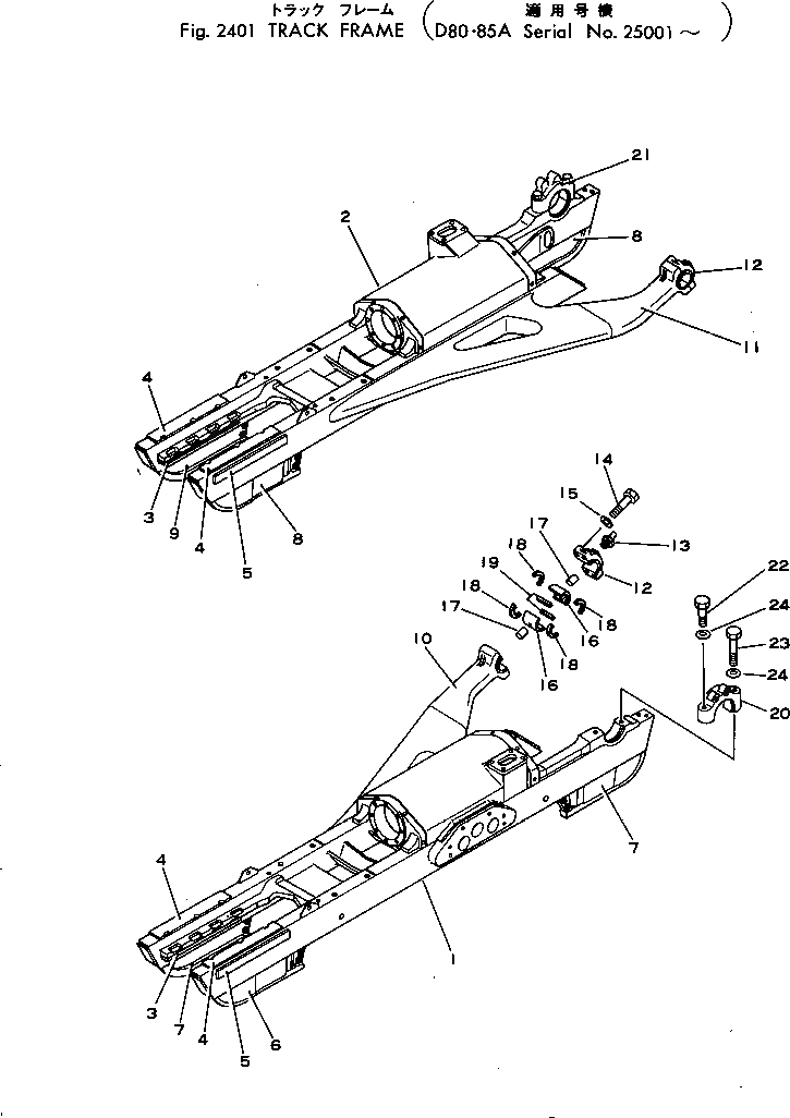 Схема запчастей Komatsu D85A-18 - ГУСЕНИЧНАЯ РАМА ГУСЕНИЦЫ