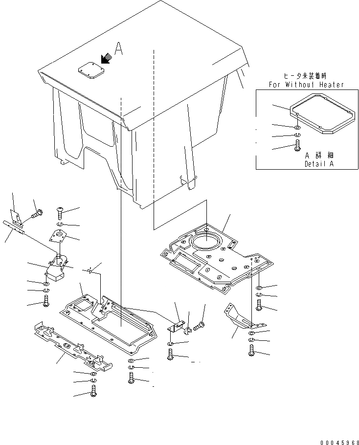 Схема запчастей Komatsu D85A-21B - КАБИНА ROPS (ВНУТР. ВЕРХН. ПАНЕЛЬ)(№78-) КАБИНА ОПЕРАТОРА И СИСТЕМА УПРАВЛЕНИЯ