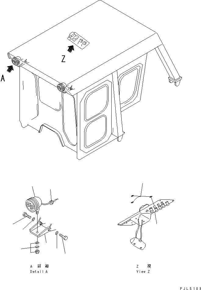 Схема запчастей Komatsu D85A-21B - РАБОЧ. ОСВЕЩЕНИЕ КАБИНА ОПЕРАТОРА И СИСТЕМА УПРАВЛЕНИЯ