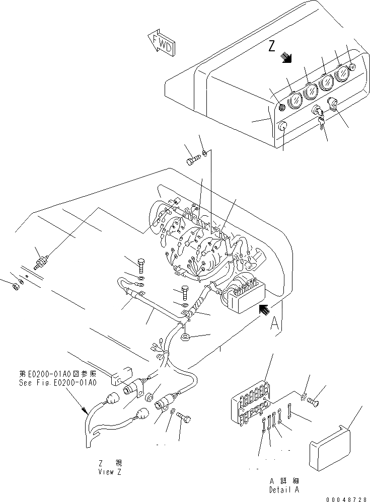 Схема запчастей Komatsu D85A-21B - ПАНЕЛЬ ПРИБОРОВ(№78-) КАБИНА ОПЕРАТОРА И СИСТЕМА УПРАВЛЕНИЯ