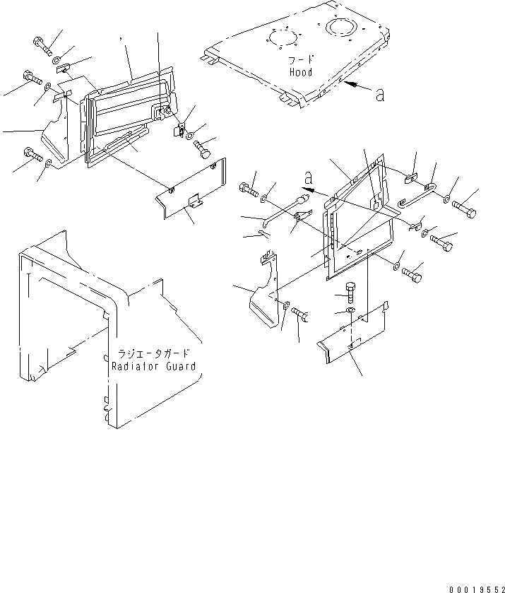 Схема запчастей Komatsu D85A-21B - БОКОВ. КРЫШКА ДВИГ. (ЗАКРЫТ.D ТИП) ЧАСТИ КОРПУСА