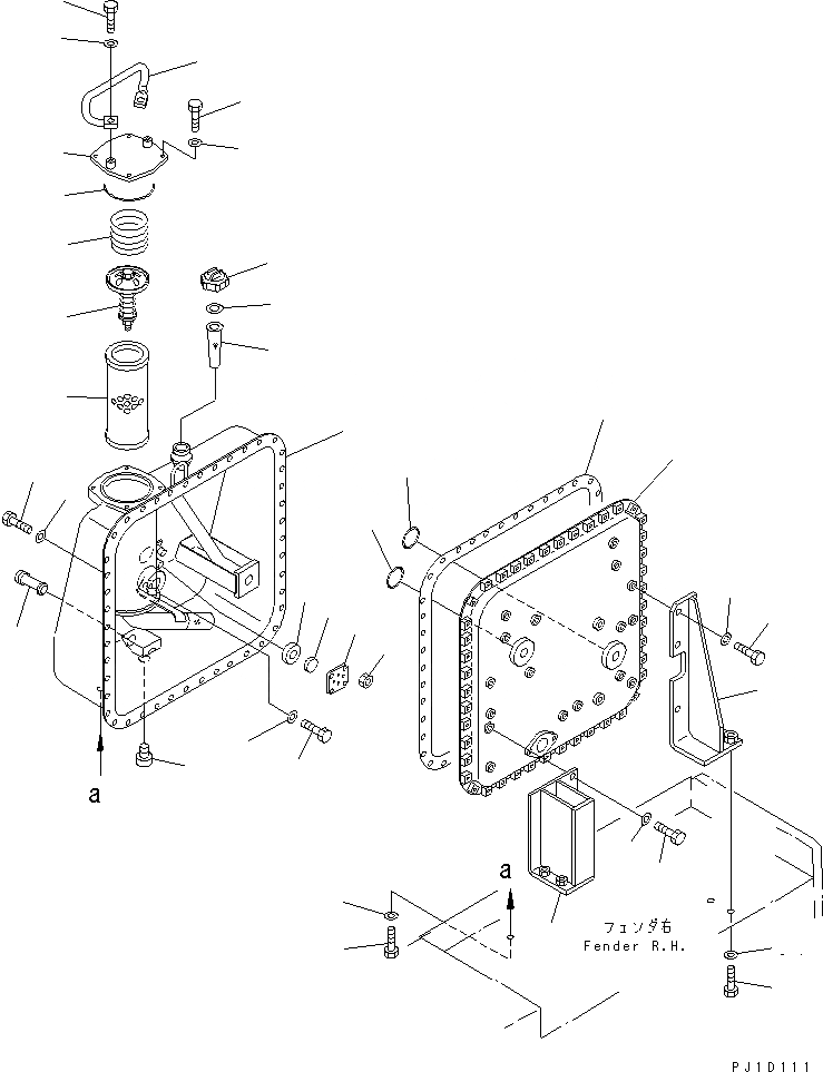 Схема запчастей Komatsu D85A-21B - ГИДР. БАК. ЧАСТИ КОРПУСА