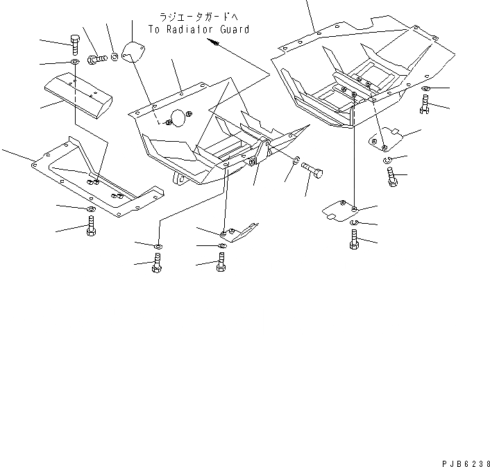 Схема запчастей Komatsu D85A-21B - НИЖН. ЗАЩИТА (С HINGE) ЧАСТИ КОРПУСА