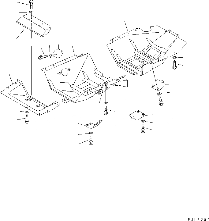 Схема запчастей Komatsu D85A-21B - НИЖН. ЗАЩИТА (DUST DISPOSAL СПЕЦ-Я.)(№7-) ЧАСТИ КОРПУСА