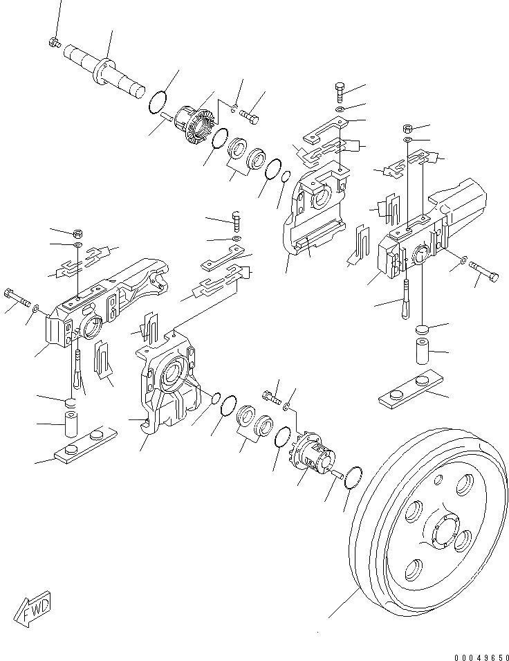 Схема запчастей Komatsu D85A-21B - ПЕРЕДН. ЛЕНИВЕЦ (ПРАВ.)(№78-) ГУСЕНИЦЫ