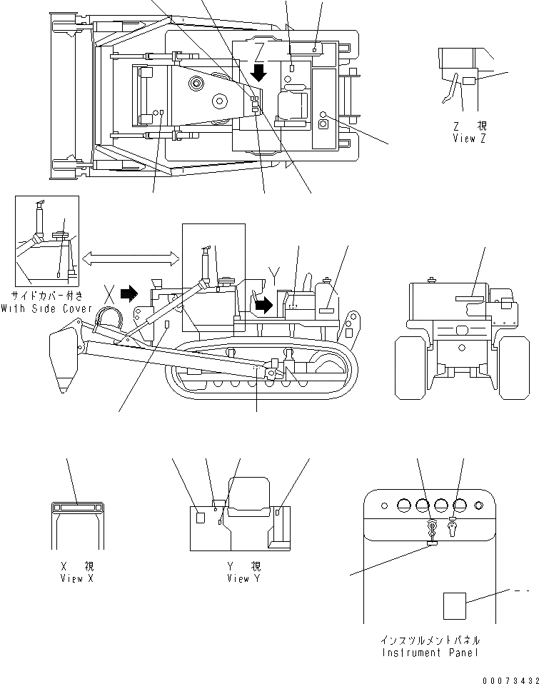 Схема запчастей Komatsu D85A-21B - МАРКИРОВКА (АНГЛ.) (TОБОД КОЛЕСАMING) МАРКИРОВКА
