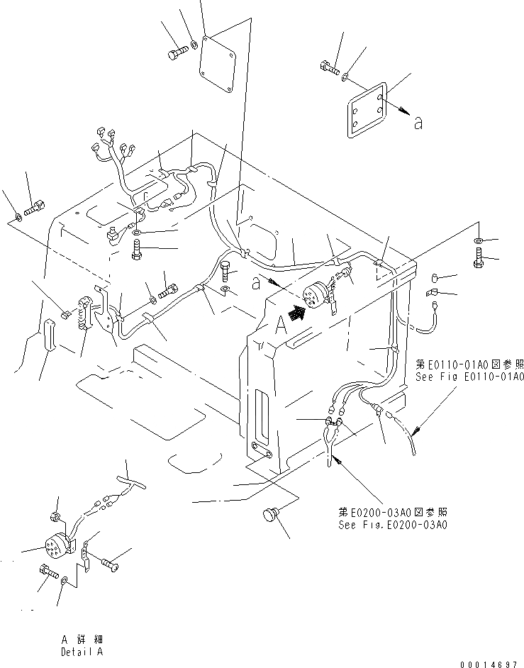 Схема запчастей Komatsu D85A-21-E - ОСНОВН. КОНСТРУКЦИЯ ЭЛЕКТРОПРОВОДКА КАБИНА ОПЕРАТОРА И СИСТЕМА УПРАВЛЕНИЯ
