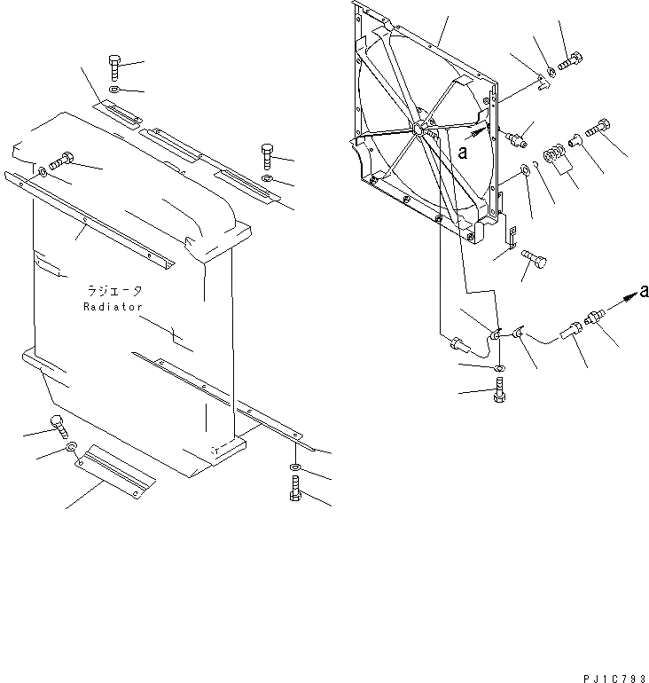 Схема запчастей Komatsu D85A-21-E - РЕШЕТКА ВЕНТИЛЯТОРА РАДИАТОРА И WIND ГИДРОМОЛОТ ЧАСТИ КОРПУСА