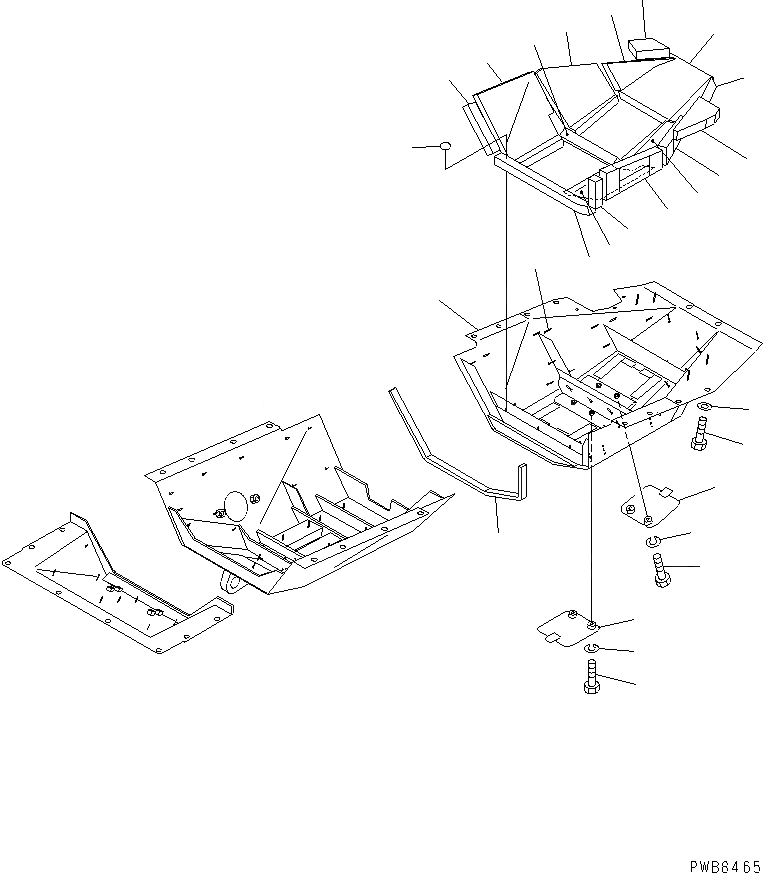 Схема запчастей Komatsu D85A-21-E - НИЖН. ЗАЩИТА (С HINGE) (DYNAMIC ШУМОПОДАВЛ. СПЕЦ-Я)          (ДЛЯ ЯПОН.)(№7-) ЧАСТИ КОРПУСА