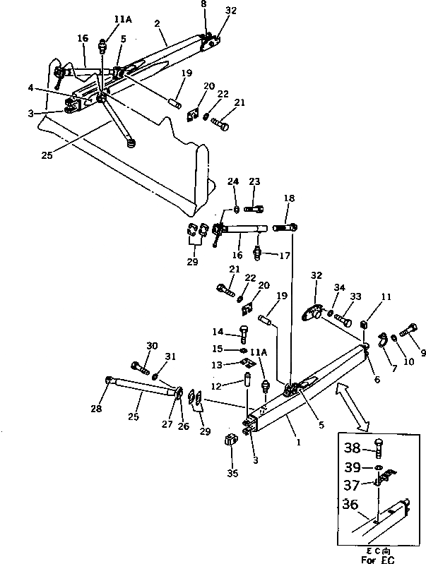 Схема запчастей Komatsu D85A-21-E - ПРЯМ. РАМА РАБОЧЕЕ ОБОРУДОВАНИЕ