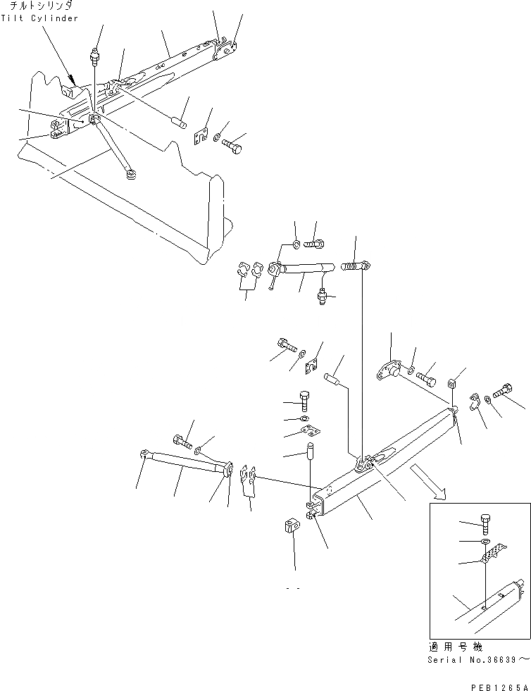Схема запчастей Komatsu D85A-21-E - РАМА ПРЯМ. ОТВАЛА (ДЛЯ ЯПОН.)(№9-) РАБОЧЕЕ ОБОРУДОВАНИЕ