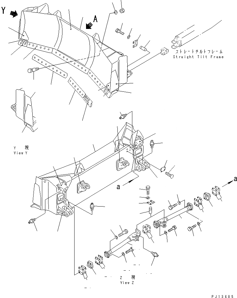 Схема запчастей Komatsu D85A-21-E - ПРЯМ. ОТВАЛ СФЕРИЧ. ОТВАЛ РАБОЧЕЕ ОБОРУДОВАНИЕ