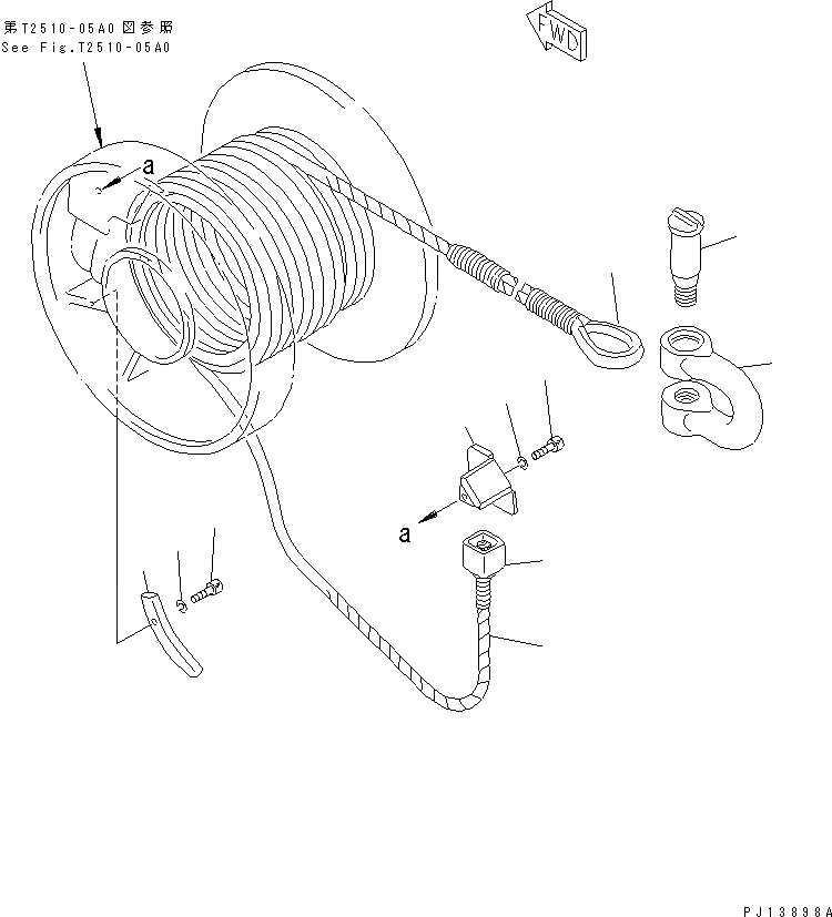 Схема запчастей Komatsu D85A-21-E - КАБЕЛЬ (ДЛЯ ТЯГОВ. ЛЕБЕДКИ) РАБОЧЕЕ ОБОРУДОВАНИЕ