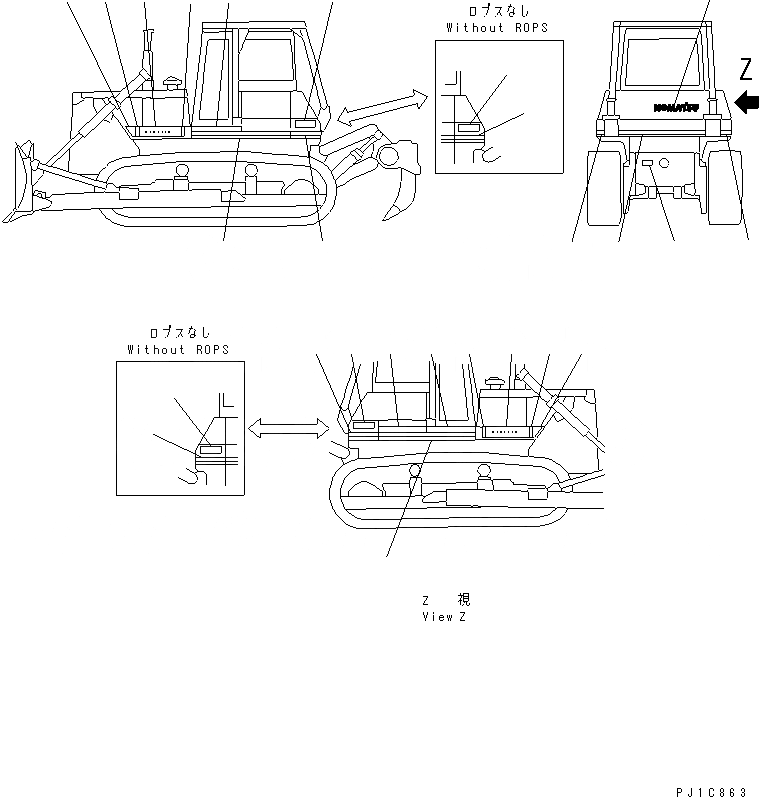 Схема запчастей Komatsu D85A-21-E - MARKS И STRIPES (ЯПОН.) (D8A)(№77-) МАРКИРОВКА