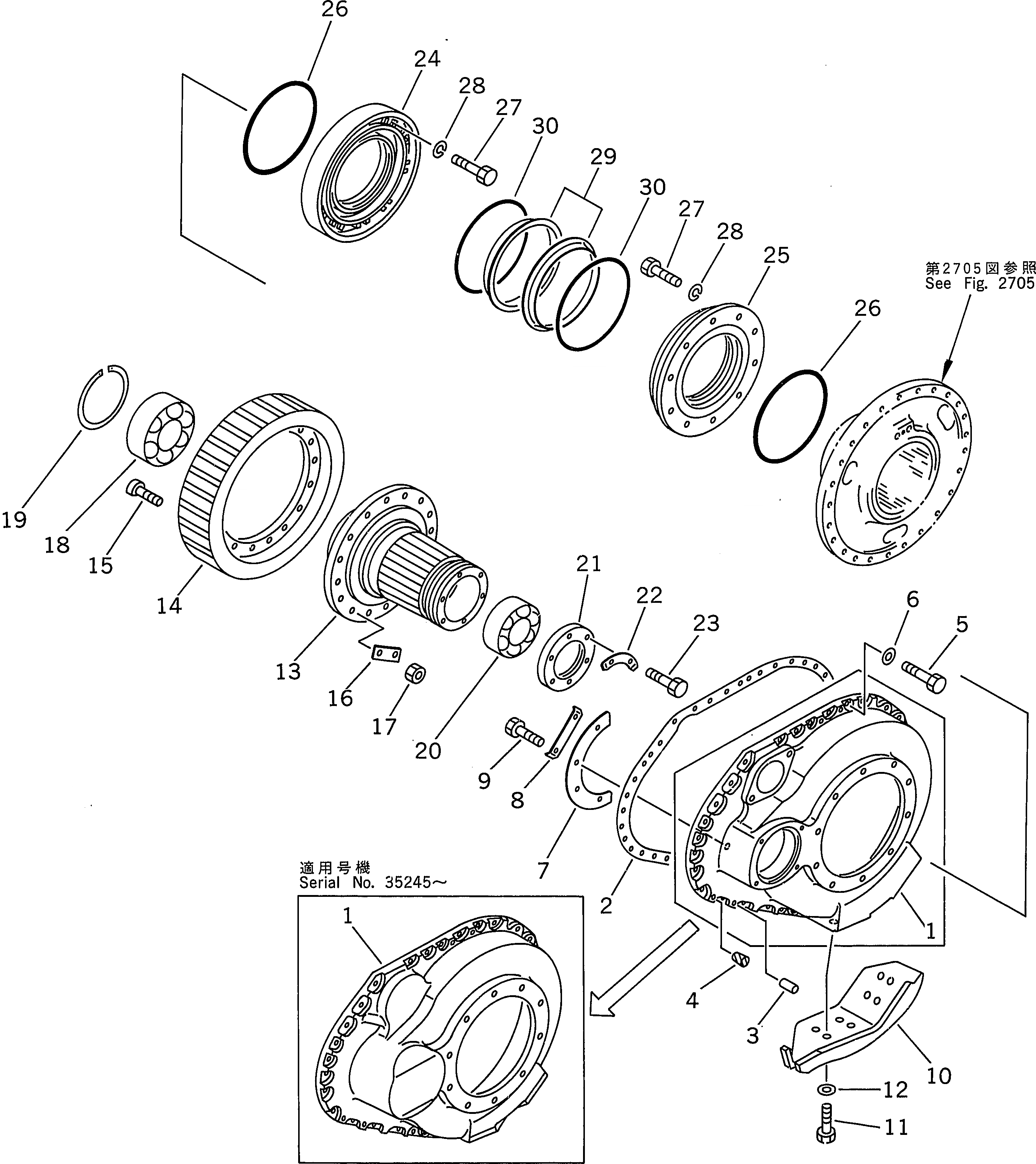 Схема запчастей Komatsu D85A-21 - КОРПУС КОНЕЧН. ПЕРЕДАЧИ И ПРИВОД (/)(№-) ГТР CONVERTOR¤ ТРАНСМИССИЯ¤ РУЛЕВ. УПРАВЛЕНИЕ И КОНЕЧНАЯ ПЕРЕДАЧА
